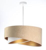 Hängelampe Stoff Beige Gold E27 rund D: 50 cm...