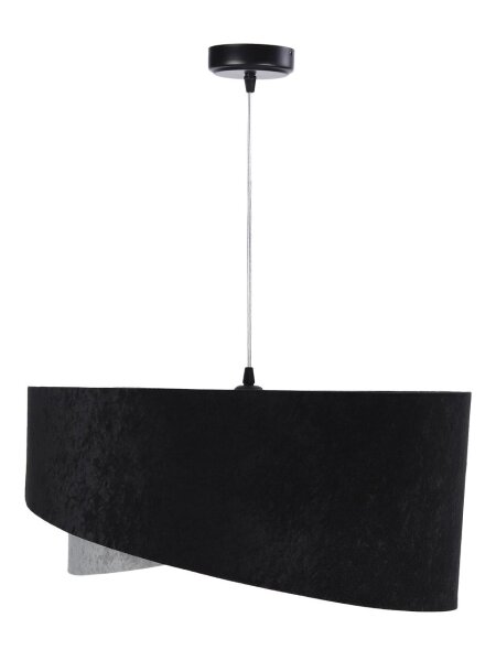 Hängelampe Schwarz Grau E27 rund Ø 50 cm Stoff Velours Optik