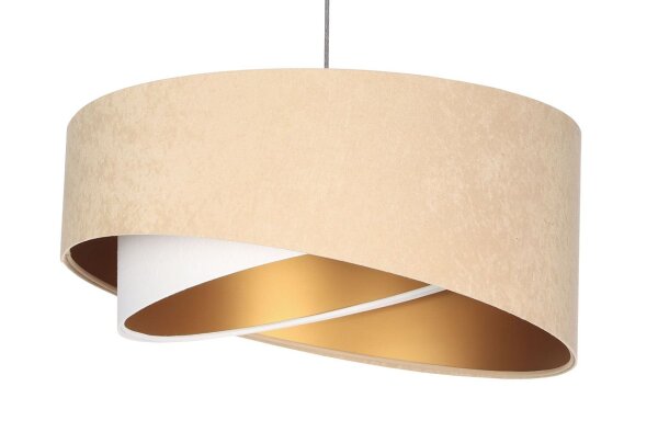 Hängeleuchte Stoff Beige Gold E27 rund Ø 50 cm Velours Optik