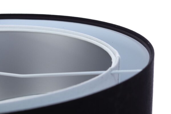 Pendelleuchte E27 rund D: 50 cm Stoff Schwarz Silber Weiß