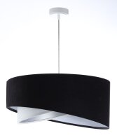 Pendelleuchte E27 rund D: 50 cm Stoff Schwarz Silber...