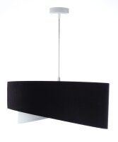 Pendelleuchte E27 rund D: 50 cm Stoff Schwarz Silber...