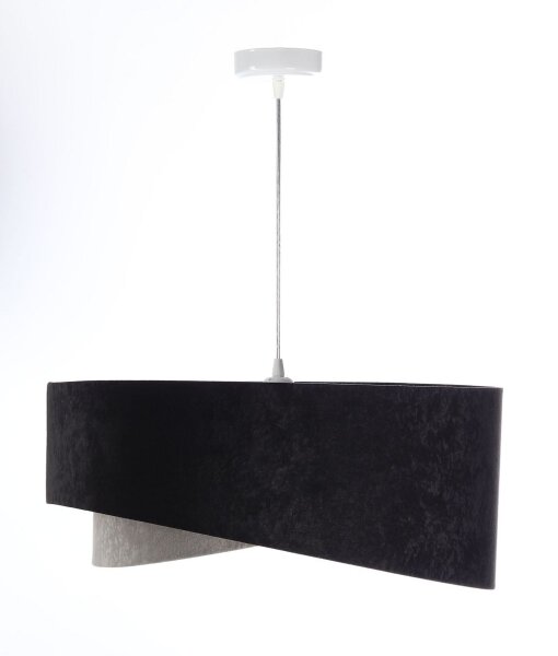 Hängeleuchte rund Ø 50 cm E27 Stoff Schwarz Gold Grau Silber