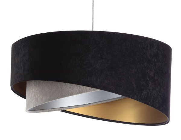 Hängeleuchte rund Ø 50 cm E27 Stoff Schwarz Gold Grau Silber