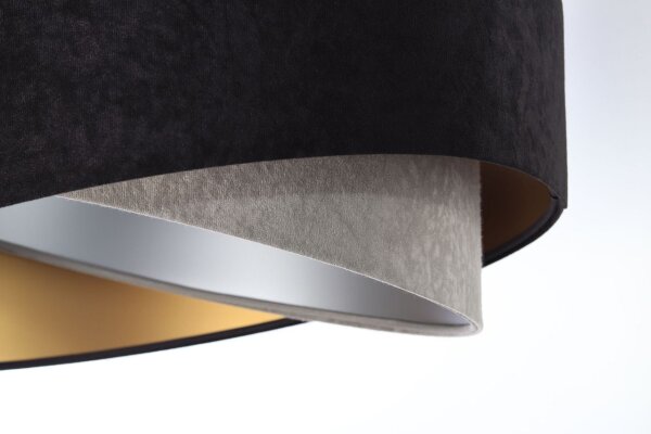 Hängeleuchte rund Ø 50 cm E27 Stoff Schwarz Gold Grau Silber