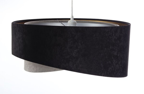 Hängeleuchte rund Ø 50 cm E27 Stoff Schwarz Gold Grau Silber