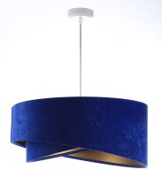 Pendelleuchte E27 rund Ø 50 cm Blau Gold Stoff...