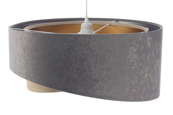 Pendelleuchte rund Ø 50 cm Grau Silber Beige Gold E27 Stoff