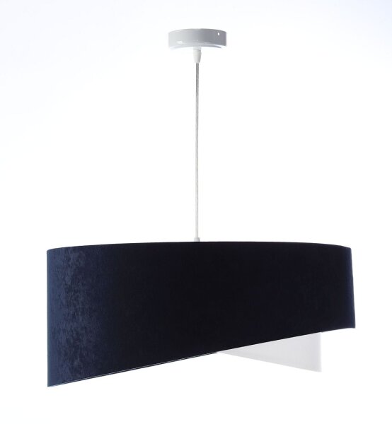 Hängelampe Weiß Blau E27 rund Ø 50 cm Stoff Velours Optik
