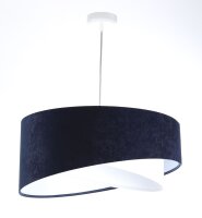 H&auml;ngelampe Wei&szlig; Blau E27 rund &Oslash; 50 cm Stoff Velours Optik