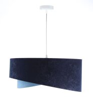 Hängeleuchte Blau E27 rund D: 50 cm Velours Optik Stoff