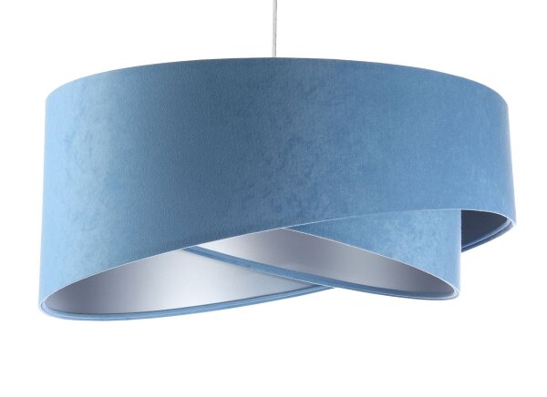 Pendelleuchte Blau Silber E27 rund Ø 50 cm Velours Optik
