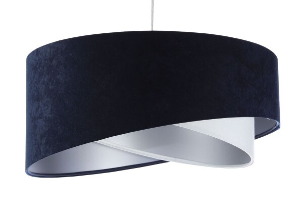 Hängeleuchte Stoff Schirm Ø 50 cm E27 in Blau Weiß Silber