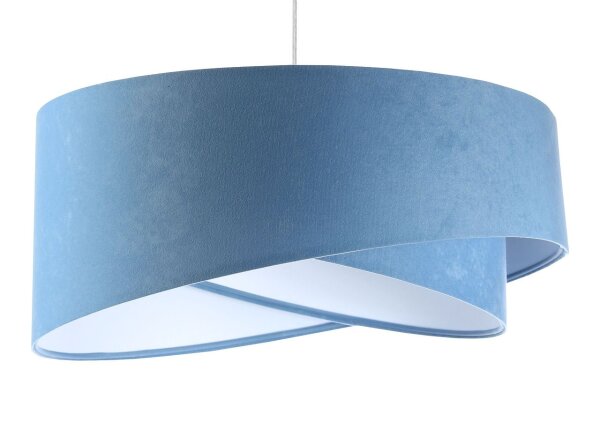 Pendelleuchte rund Ø 50 cm Weiß Blau Stoff Velours Optik E27