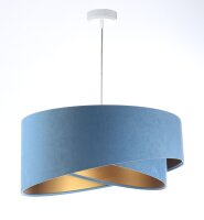 H&auml;ngeleuchte rund D: 50 cm E27 Blau Gold Stoff Velours Optik