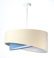 H&auml;ngeleuchte Stoff Velours Optik rund &Oslash; 50 cm E27 Creme Blau