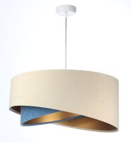 H&auml;ngeleuchte Modern &Oslash; 50 cm Stoff Creme Blau Gold E27