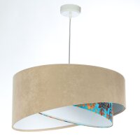 Pendelleuchte E27 rund &Oslash; 50 cm Stoff Velours Optik Beige Bunt