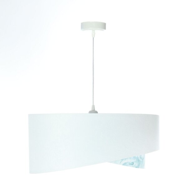 Hängelampe Stoff Ø 50 cm Weiß Hellblau marmoriert rund E27