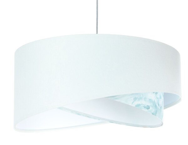 Hängelampe Stoff Ø 50 cm Weiß Hellblau marmoriert rund E27