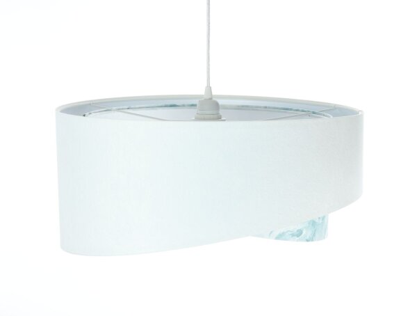 Hängelampe Stoff Ø 50 cm Weiß Hellblau marmoriert rund E27