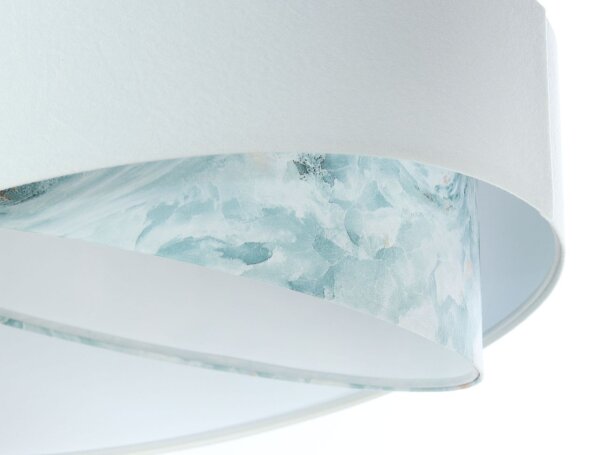 Hängelampe Stoff Ø 50 cm Weiß Hellblau marmoriert rund E27