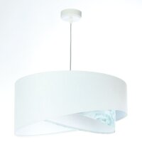 H&auml;ngelampe Stoff &Oslash; 50 cm Wei&szlig; Hellblau marmoriert rund E27