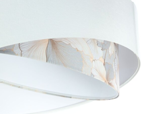 Hängelampe Weiß Creme rund Ø 50 cm E27 Velours Optik Stoff