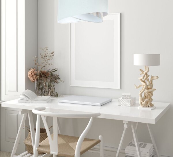Hängelampe Weiß Creme rund Ø 50 cm E27 Velours Optik Stoff