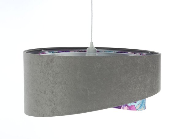 Hängeleuchte Grau Lila Silber Ø 50 cm Velours Optik Stoff