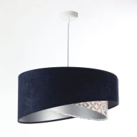 Hängeleuchte Stoff D: 50 cm Velours Optik Blau Beige...