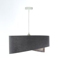Hängelampe Grau Gold E27 Stoffschirm Ø 50 cm...
