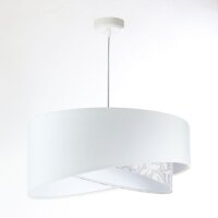Pendelleuchte rund D: 50 cm E27 Weiß Grau Stoffschirm