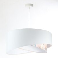 H&auml;ngeleuchte Wei&szlig; Creme E27 rund &Oslash; 50 cm Stoff Velours Optik