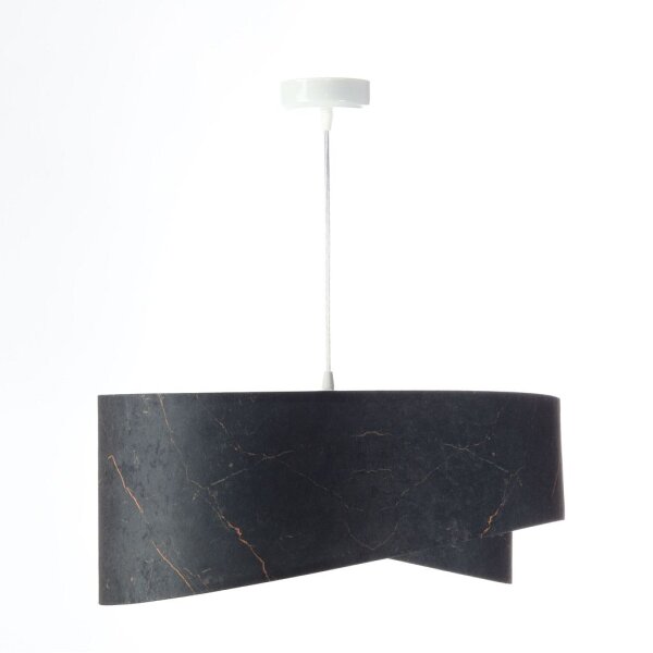 Hängeleuchte Schwarz Silber E27 D: 50 cm Stoff Velours Optik