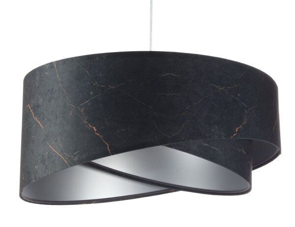Hängeleuchte Schwarz Silber E27 D: 50 cm Stoff Velours Optik