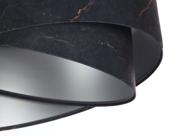 Hängeleuchte Schwarz Silber E27 D: 50 cm Stoff Velours Optik