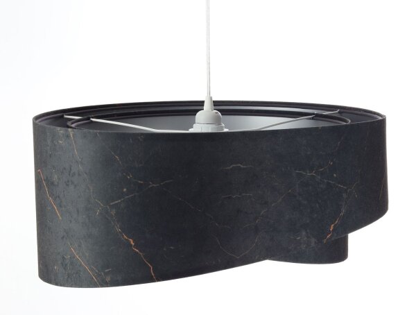 Hängeleuchte Schwarz Silber E27 D: 50 cm Stoff Velours Optik