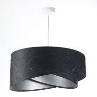 Hängeleuchte Schwarz Silber E27 D: 50 cm Stoff...