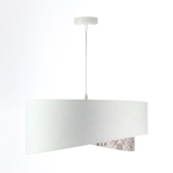 Hängelampe Weiß Beige Silber E27 Ø 50 cm Stoff Velours Optik
