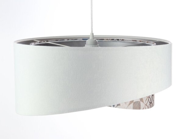 Hängelampe Weiß Beige Silber E27 Ø 50 cm Stoff Velours Optik