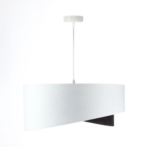 Hängeleuchte E27 rund Ø 50 cm Stoff Weiß Schwarz Gold