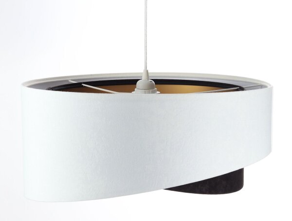 Hängeleuchte E27 rund Ø 50 cm Stoff Weiß Schwarz Gold