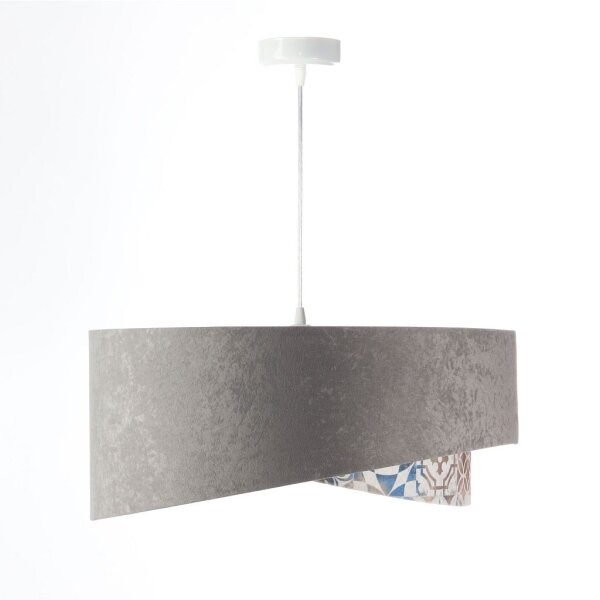 Pendelleuchte Stoffschirm Ø 50 cm Grau Beige Silber E27