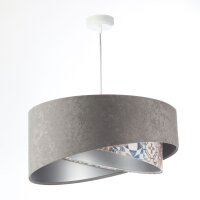 Pendelleuchte Stoffschirm Ø 50 cm Grau Beige...