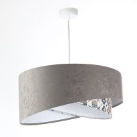 Pendelleuchte E27 rund &Oslash; 50 cm Stoff Velours Optik Grau Beige