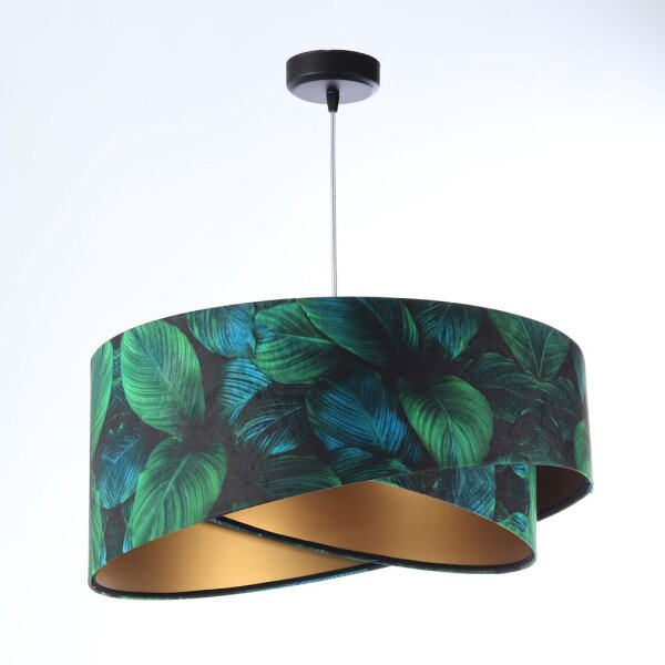 Hängeleuchte Grün Gold E27 Ø 50 cm Tropical Print Stoff