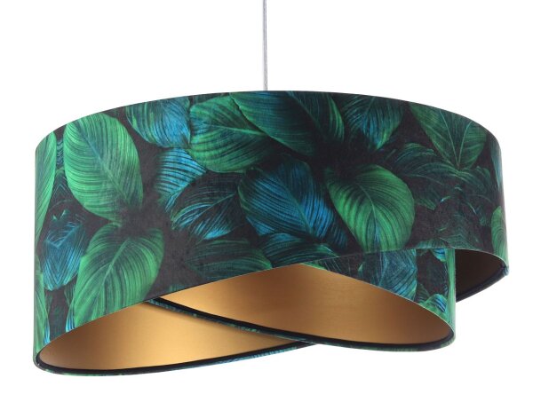 Hängeleuchte Grün Gold E27 Ø 50 cm Tropical Print Stoff