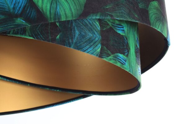 Hängeleuchte Grün Gold E27 Ø 50 cm Tropical Print Stoff