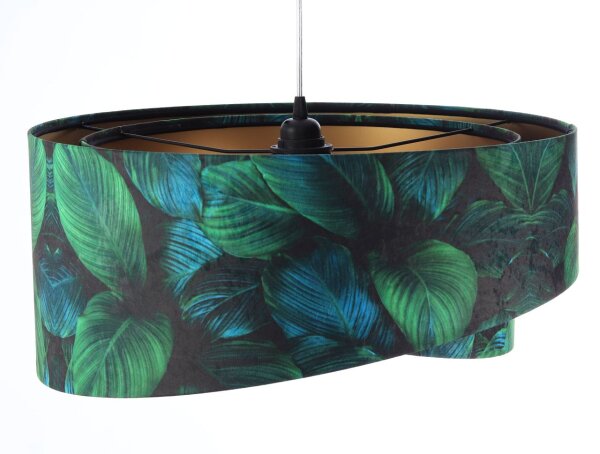 Hängeleuchte Grün Gold E27 Ø 50 cm Tropical Print Stoff